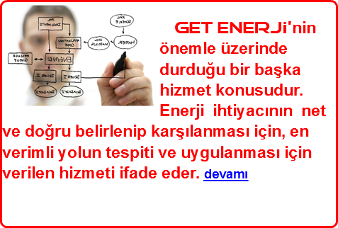 ﷯ Get enerjİ'nin önemle üzerinde durduğu bir başka hizmet konusudur. Enerji ihtiyacının net ve doğru belirlenip karşılanması için, en verimli yolun tespiti ve uygulanması için verilen hizmeti ifade eder. devamı